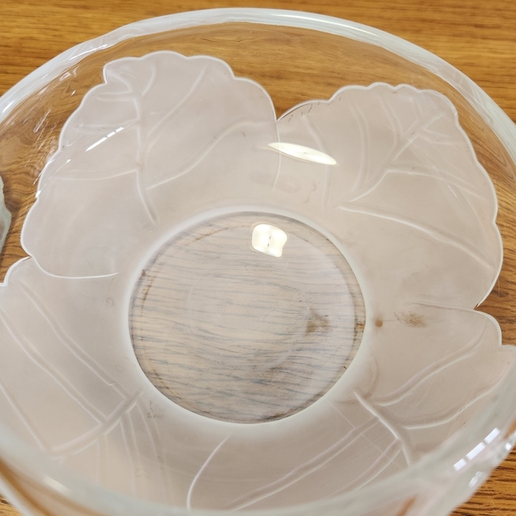 Vintage MCM Viking Clear Satin Glass Cabbage Design Lidded Dish - Picture 5 of 11